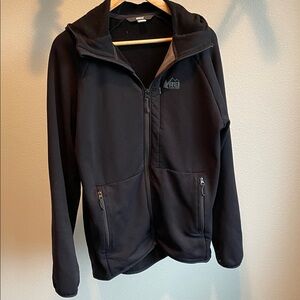 REI Black Zip-Up Fleece-Lined Jacket, Size Large